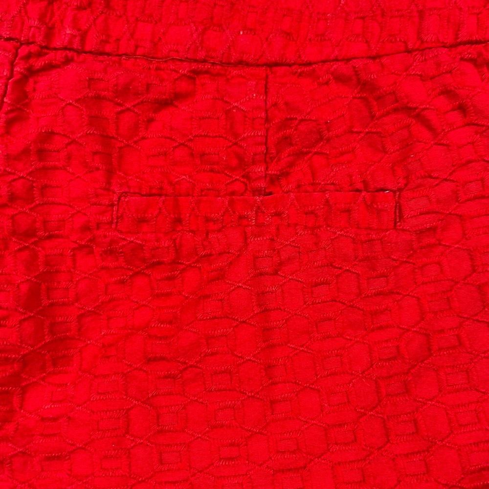 Banana Republic Women Size 2 Red Hampton Fit Shorts Textured Geometric Pattern - Picture 4 of 6